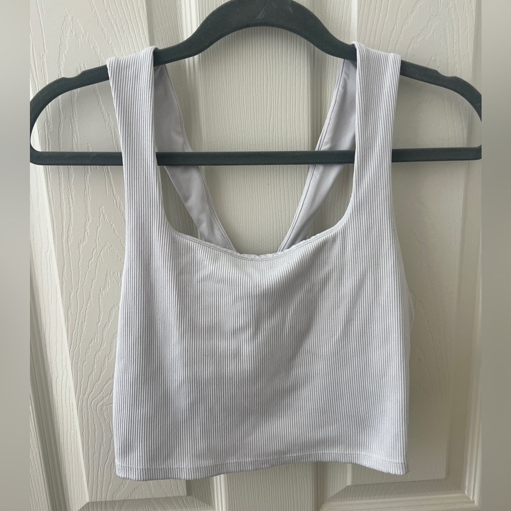 ALO Yoga White Ribbed Crop Top
